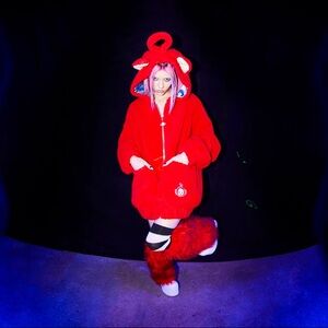 New with Tags Teletubbies x Dolls Kill PO Red Sherpa Jacket Oversized X-Small